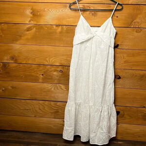 Banana Republic midi eyelet dress twisted bodice M boho cottagecore Event Party￼